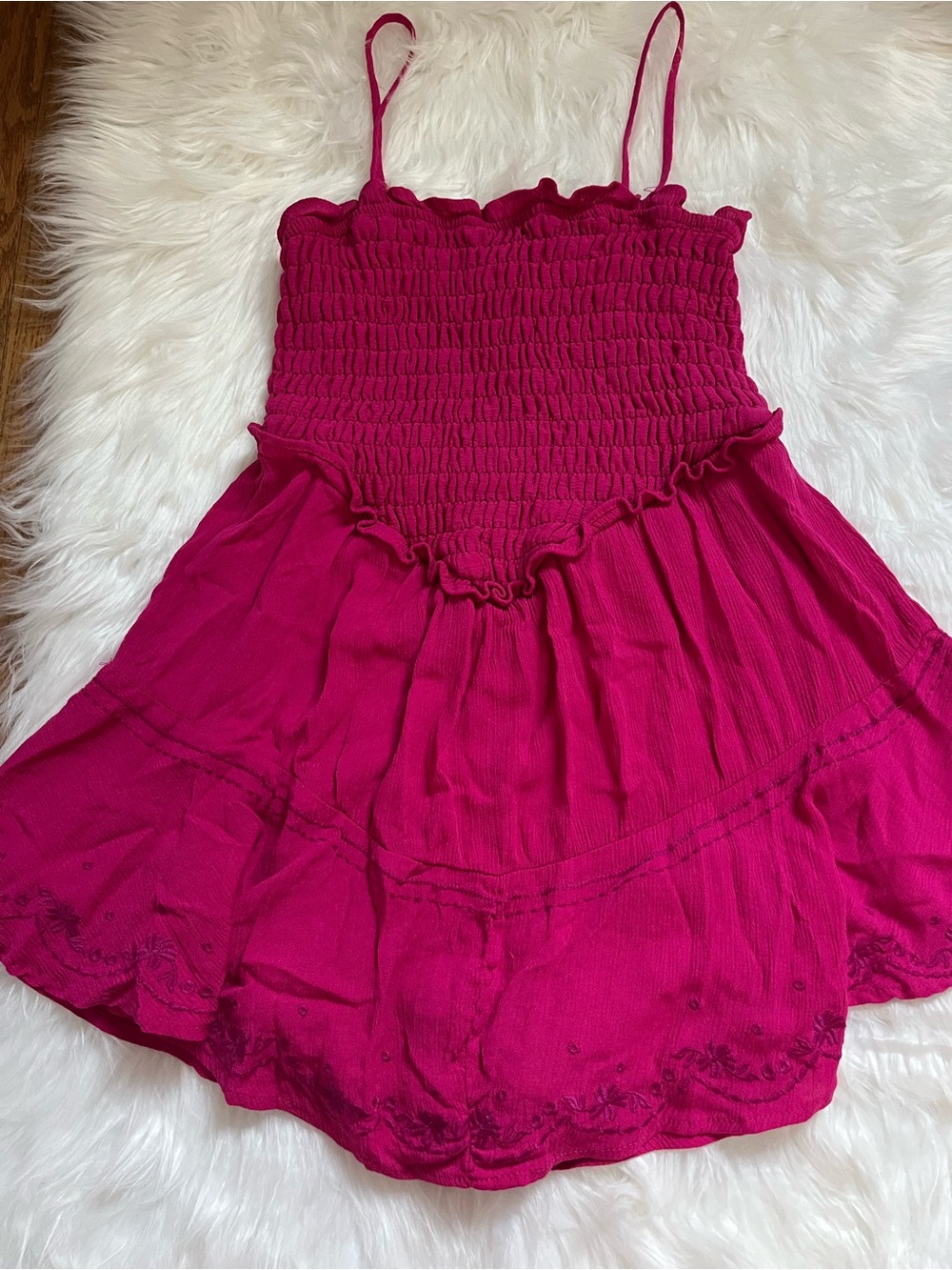 No Boundaries Bright Fuchsia Smocked Sundress Romper